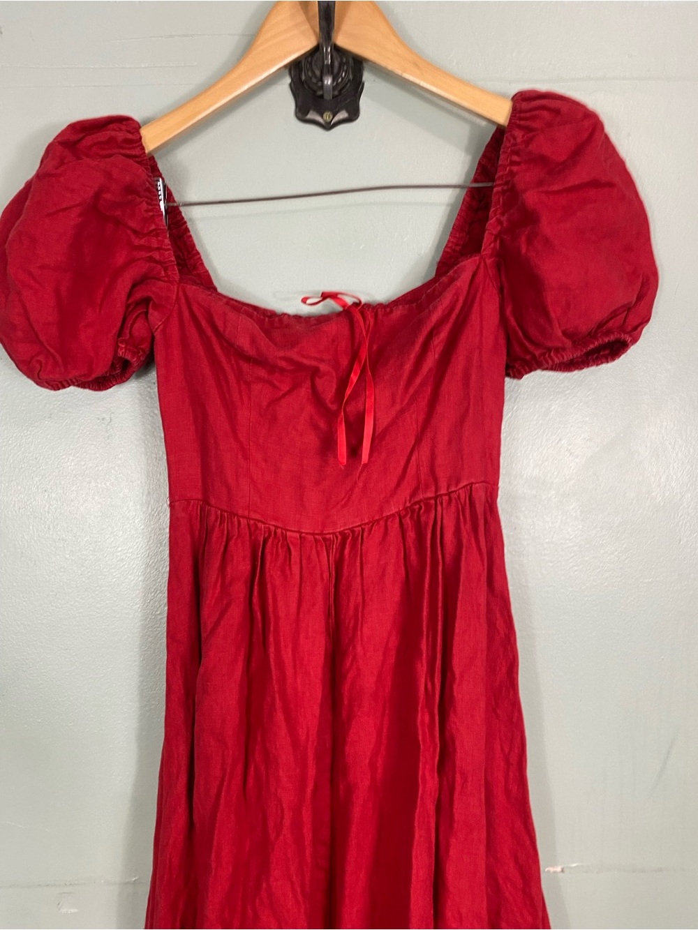 Reformation Marella Linen Dress Midi Red Size 2 - Picture 3 of 13